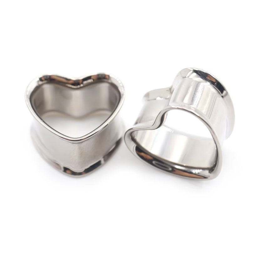 TITANIUM HEART SHAPE EAR TUNNEL